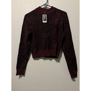 NWT Express X Negin Mirsalehi Maroon Printed Sweater Size Medium